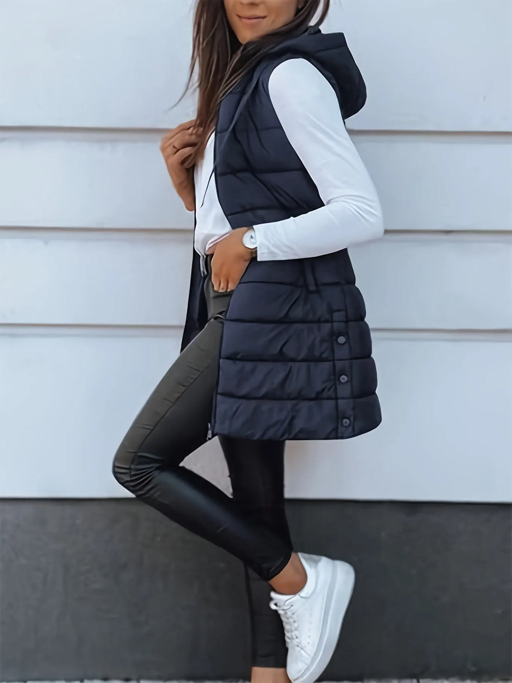 Quilted Zipper Cotton Vest Coat