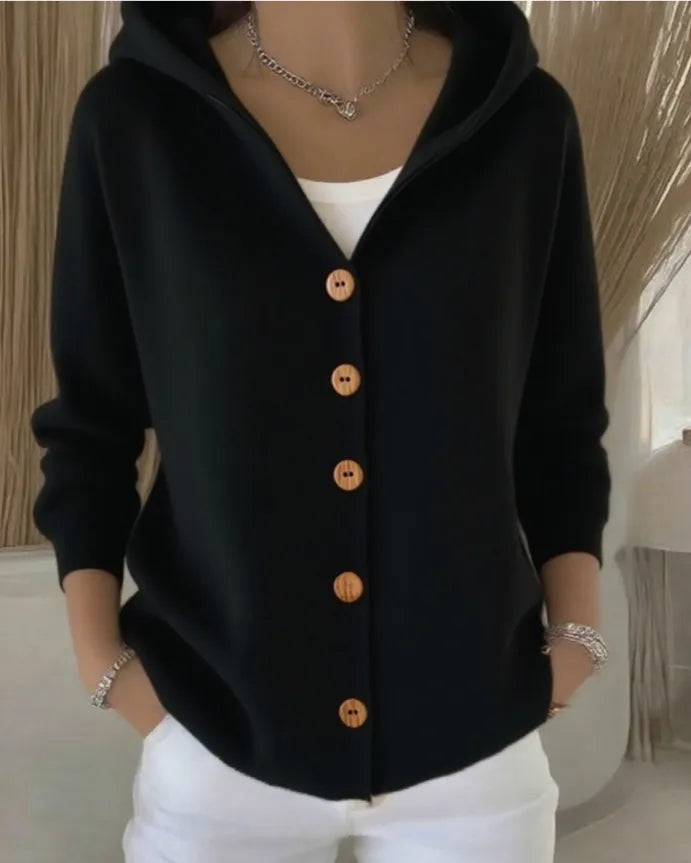 Ins Button Hooded Sweater Fashion