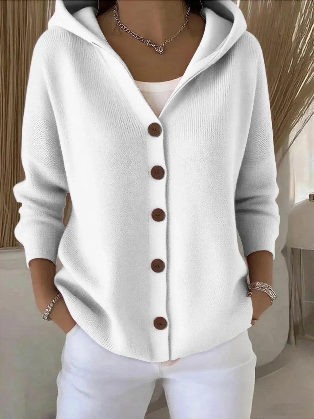 Ins Button Hooded Sweater Fashion