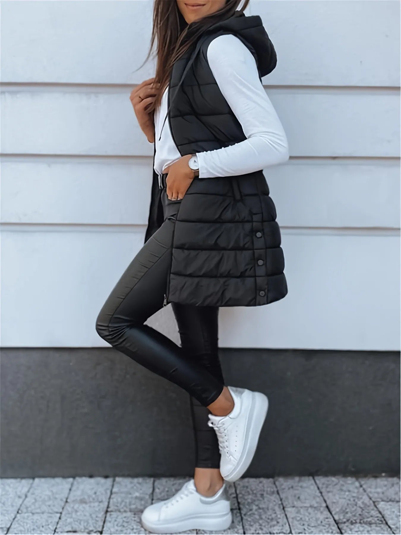 Quilted Zipper Cotton Vest Coat