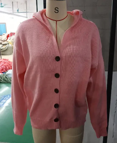 Ins Button Hooded Sweater Fashion