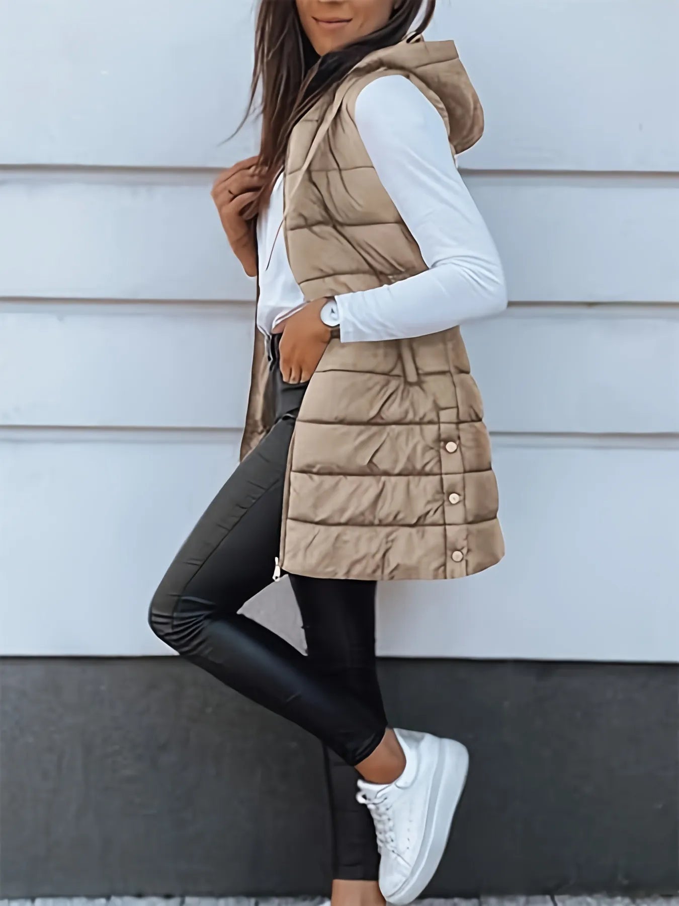 Quilted Zipper Cotton Vest Coat