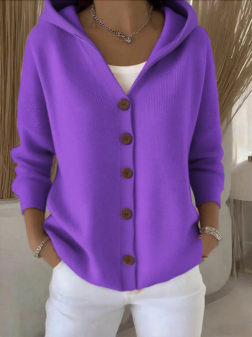 Ins Button Hooded Sweater Fashion