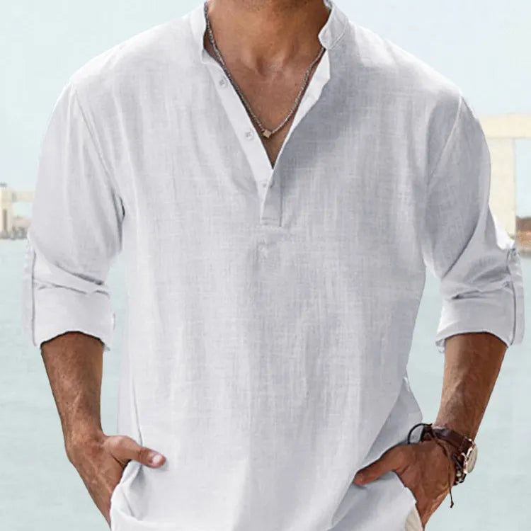 New Men's Casual Blouse Cotton