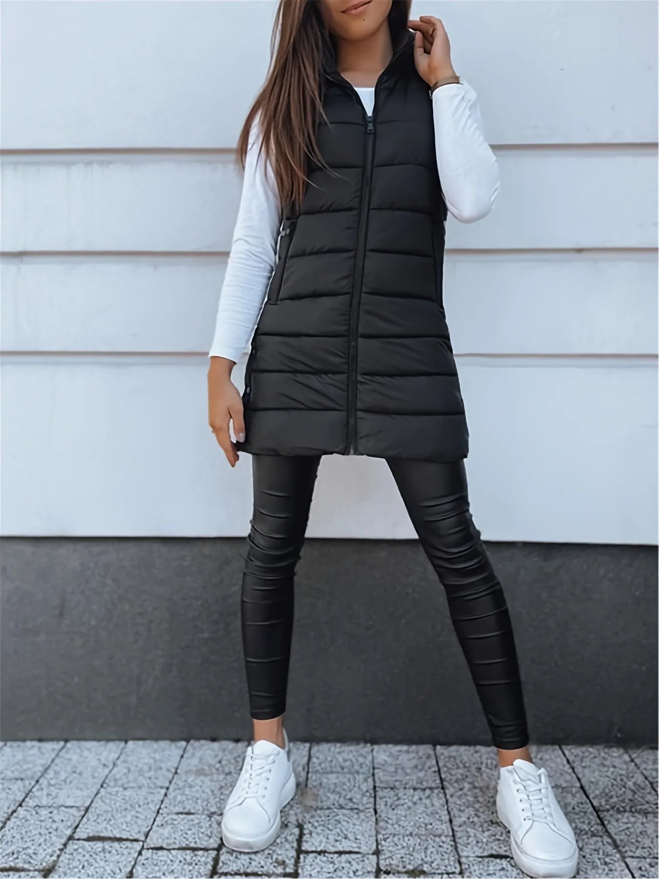 Quilted Zipper Cotton Vest Coat