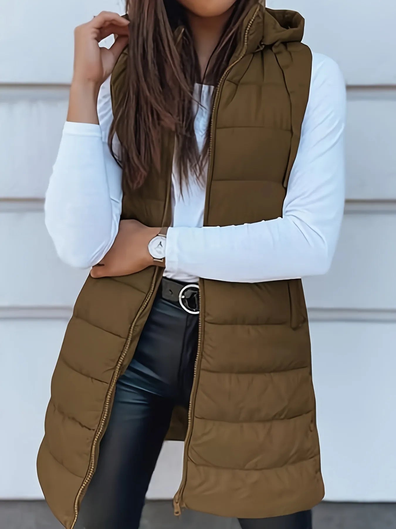 Quilted Zipper Cotton Vest Coat