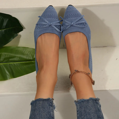 Bow Knitted Loafers Ins Fashion